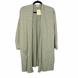 DONNI Ribbed Open Front Cardigan Duster Pockets One Size NWT Casual Neutral